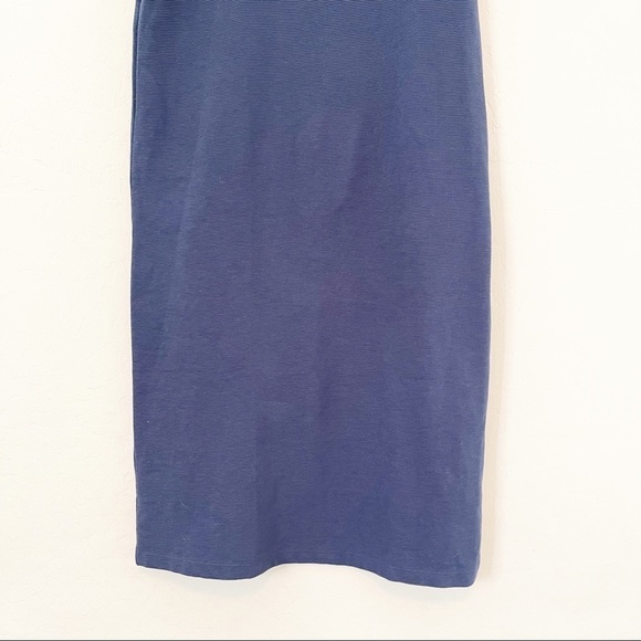 Zara Women's Ribbed Midi Dress Turtleneck Navy Blue Short Sleeve Small - Picture 3 of 7